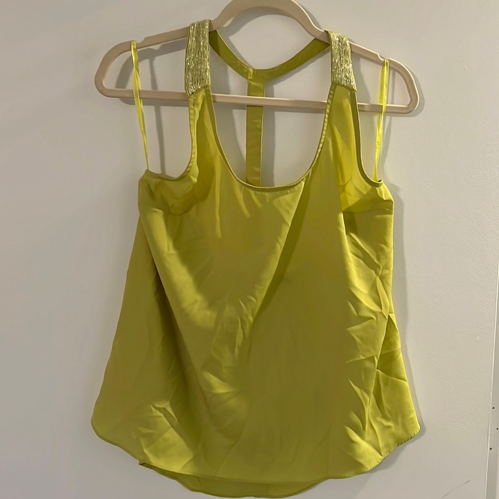 Ark & Co. Racerback Sleeveless Blouse Lime Green / Yellow Gem Straps